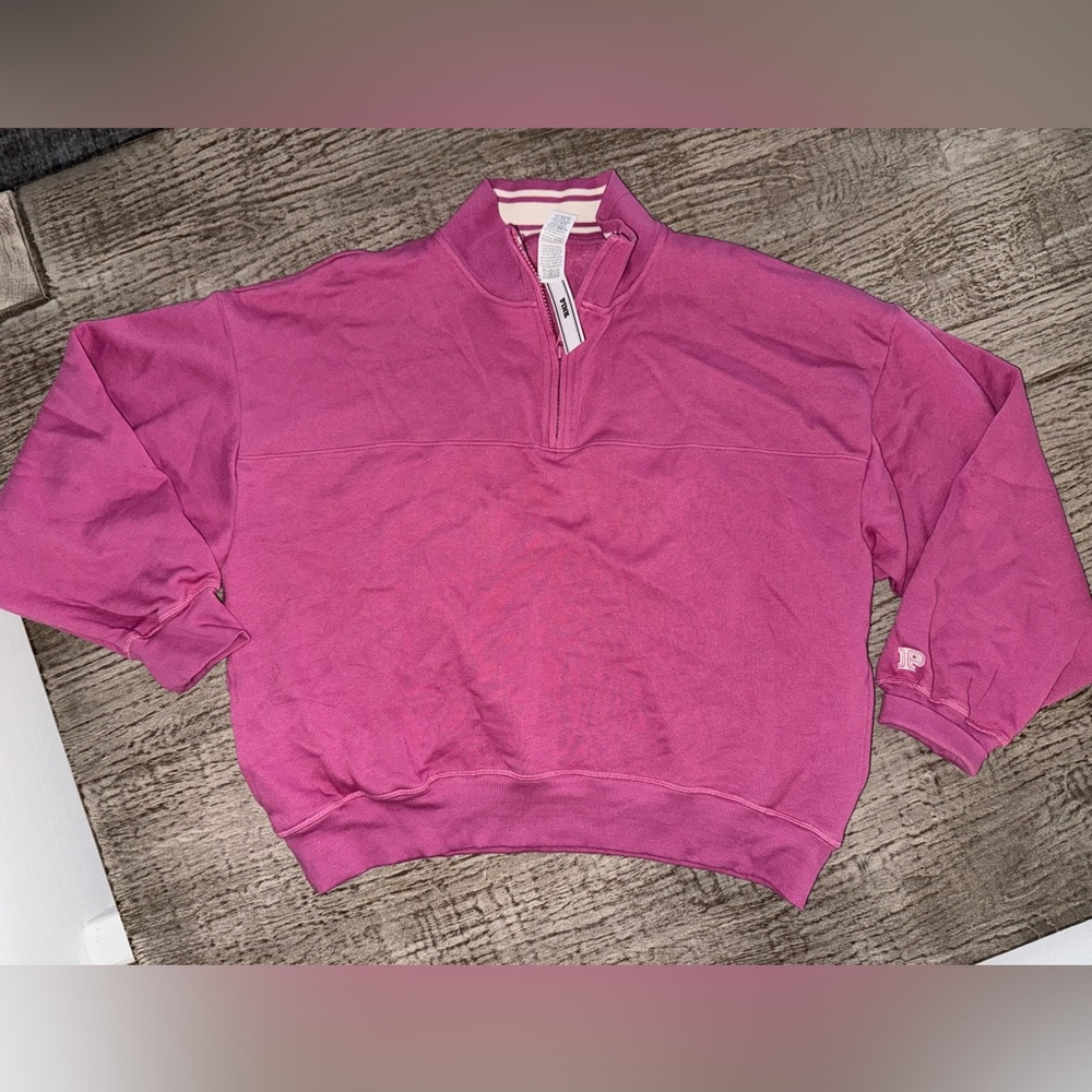 PINK Victoria’s Secret quarterzip sweatshirt size large pink NWT